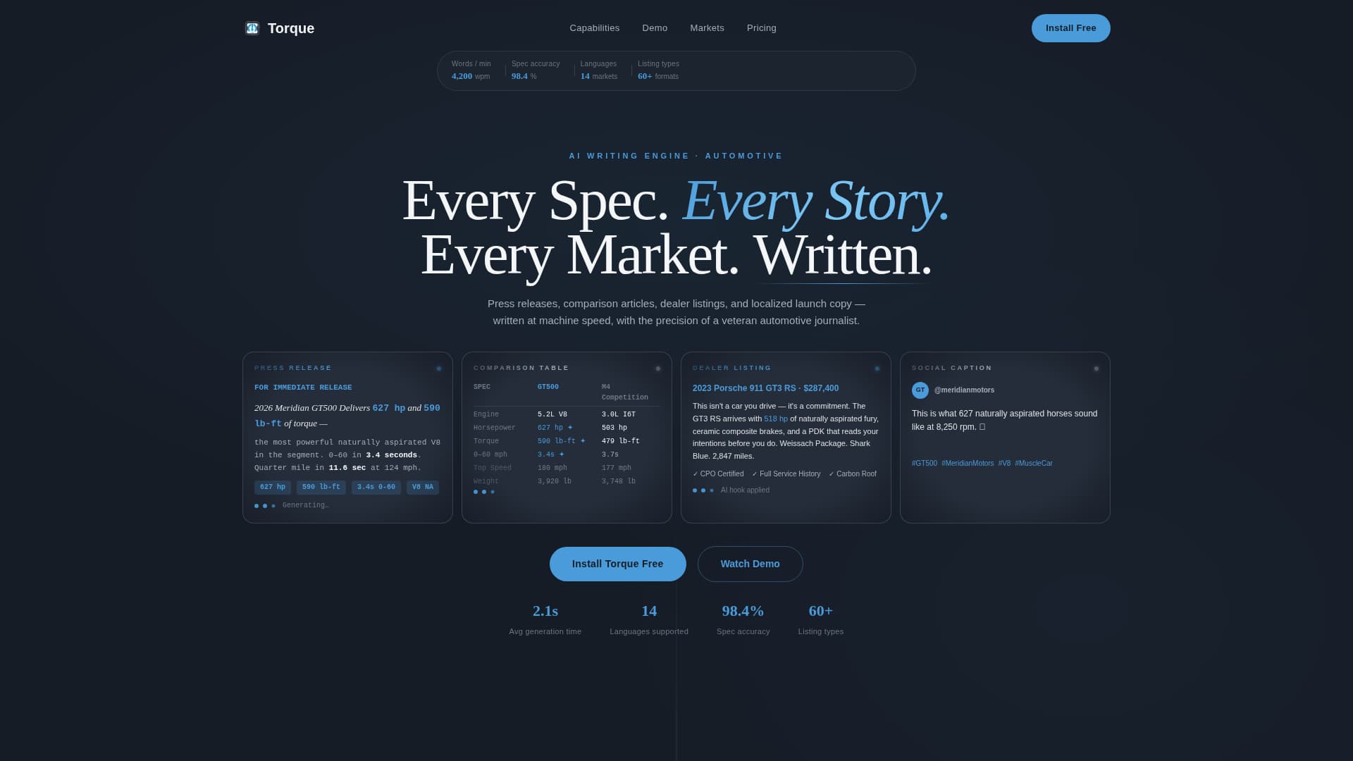 Torque - Dynamic Automotive Landing Page Template