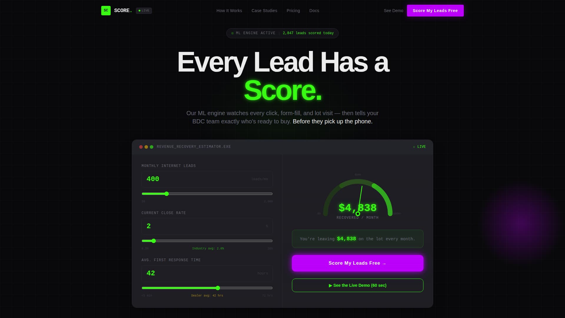 Score - Intelligent Automotive Landing Page Template