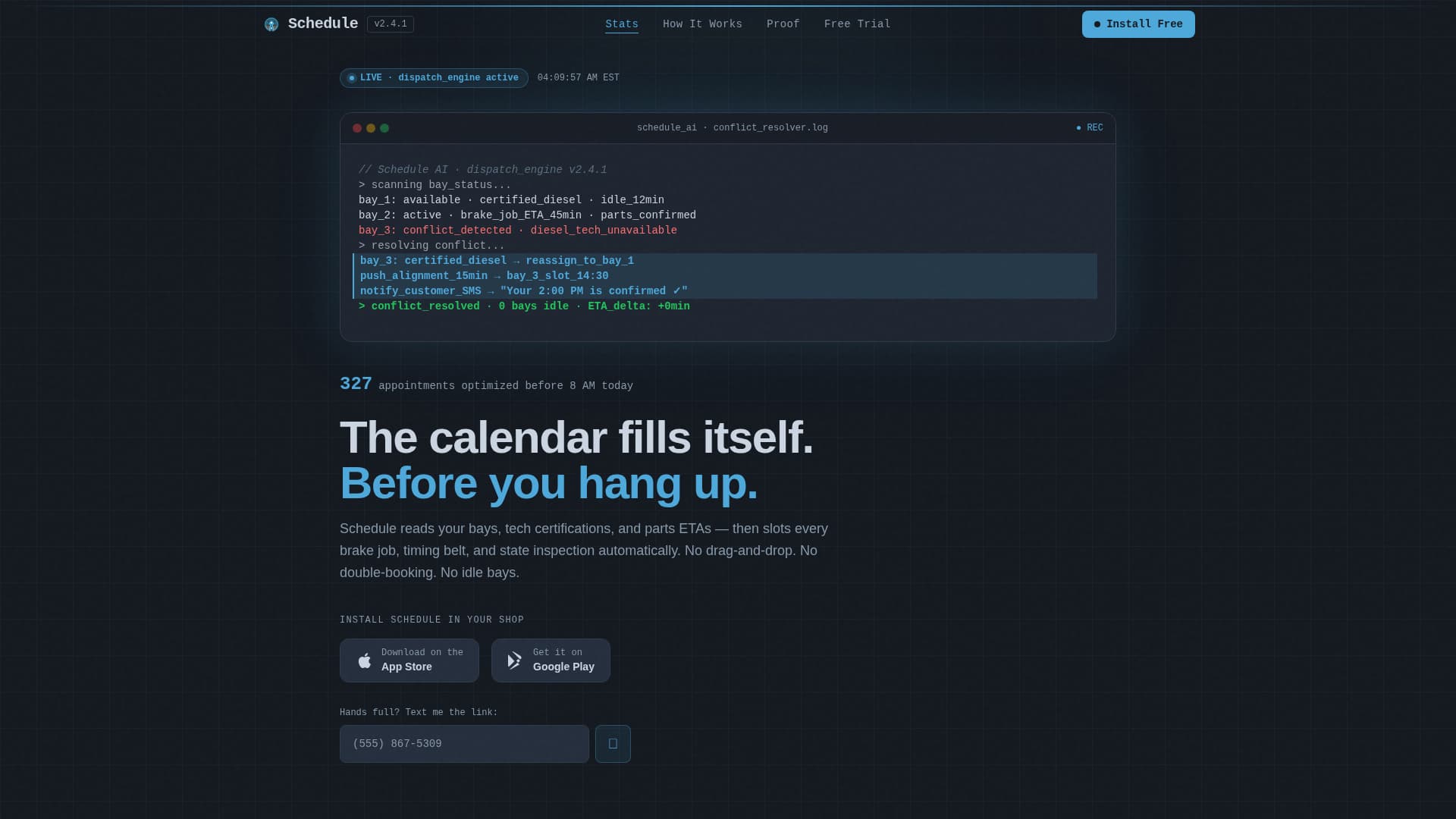 Schedule - Intelligent Automotive Landing Page Template