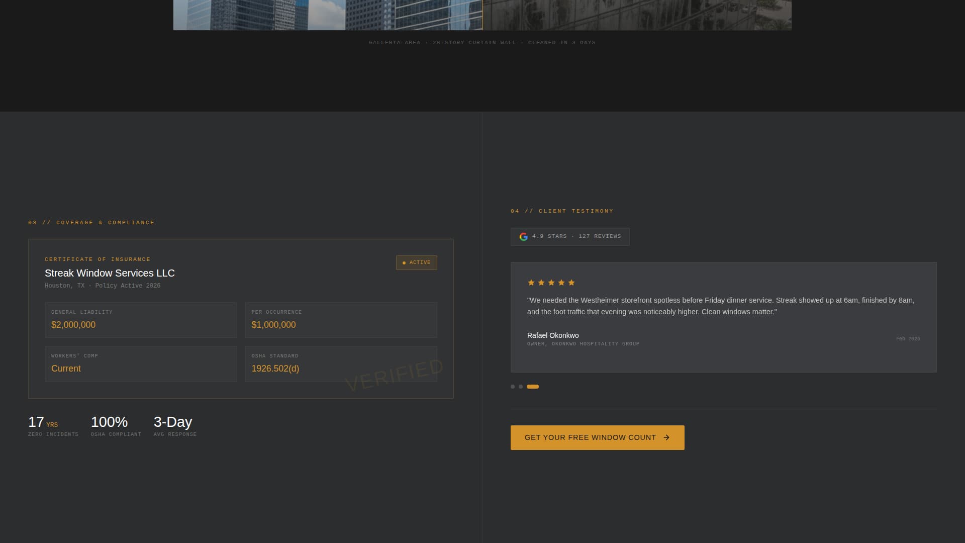 Streak - Authoritative Windowcleaning Landing Page Template
