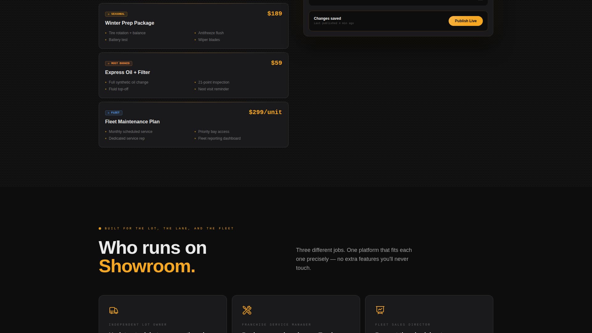 Showroom - Powerful Automotive Landing Page Template