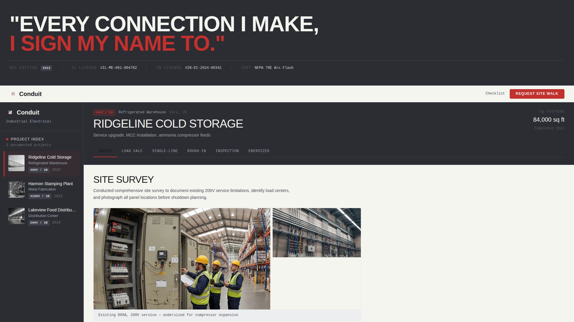Conduit - Transparent Industrialelectrician Landing Page Template