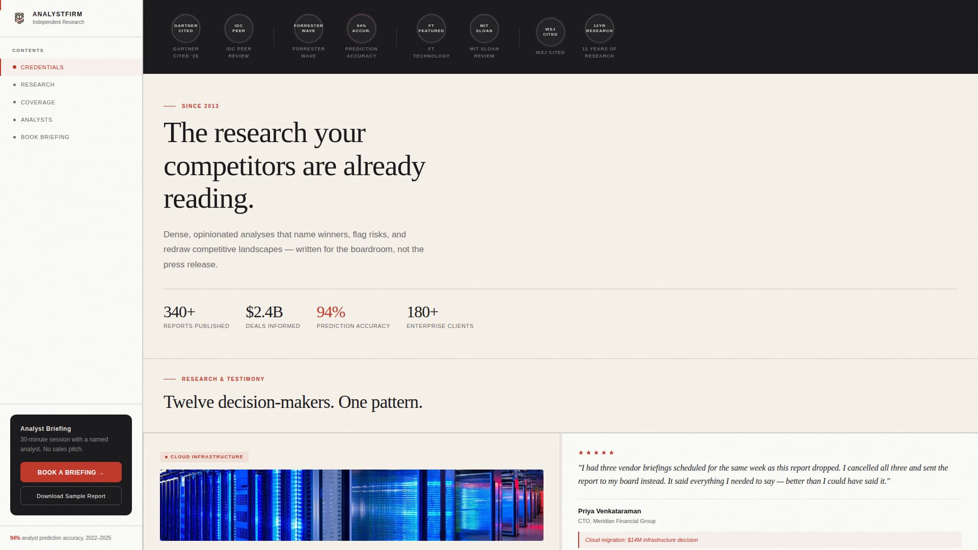 Briefing - Authoritative Analyst Landing Page Template
