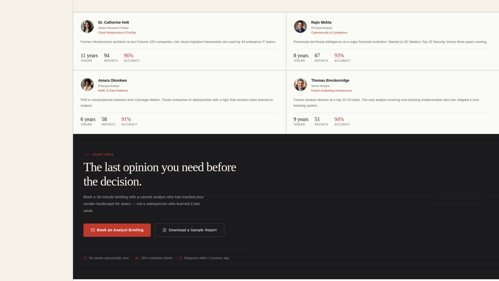 Briefing - Authoritative Analyst Landing Page Template