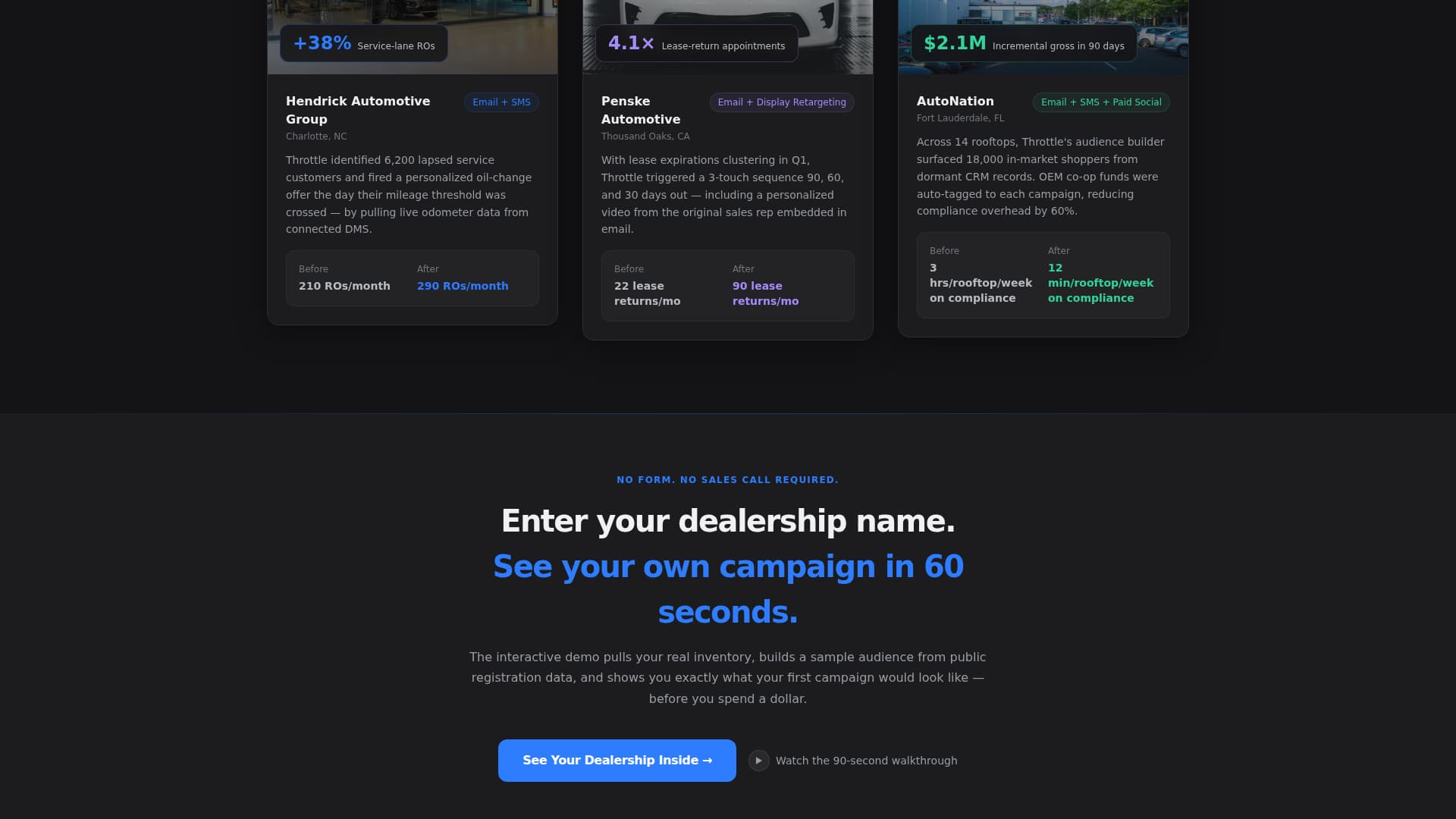 Throttle - High Performance Automotive Landing Page Template