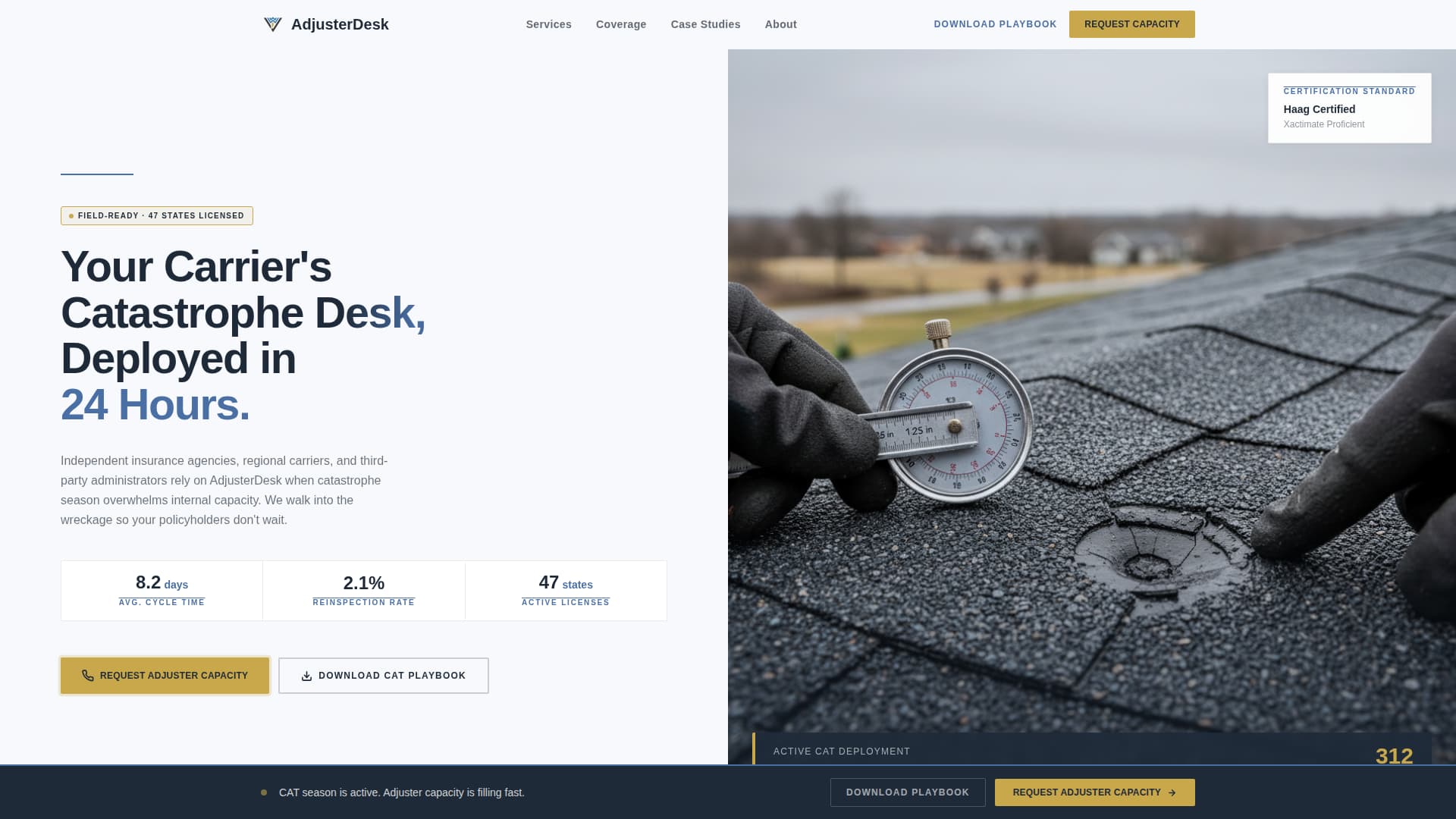 Adjuster - Rapid Claims Landing Page Template