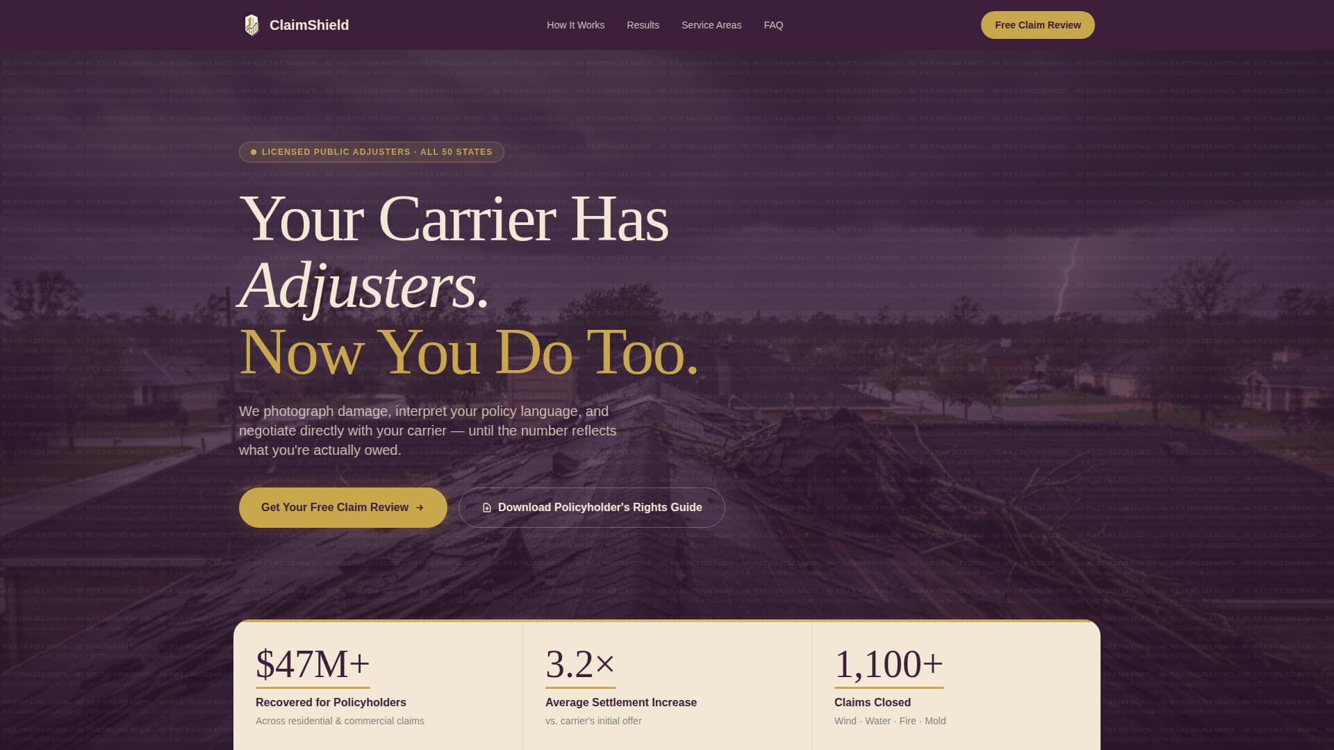Claimshield - Authoritative Insuranceadjuster Landing Page Template