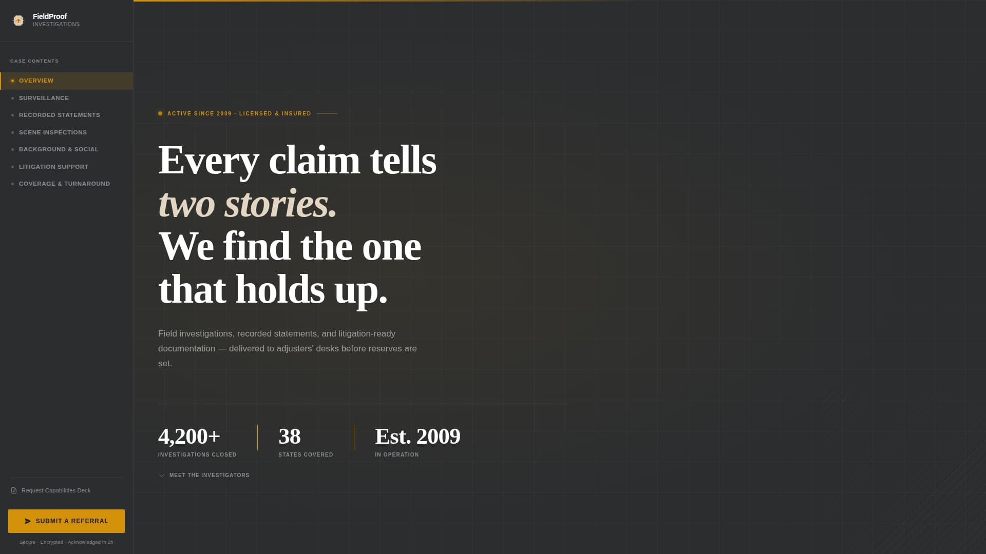 Investigate - Proven Insuranceinvestigation Landing Page Template