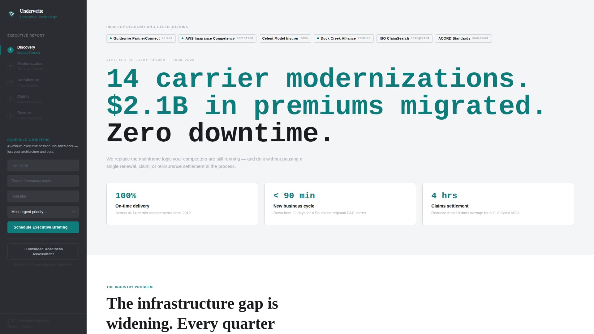 Underwrite - Authoritative Insurtech Landing Page Template