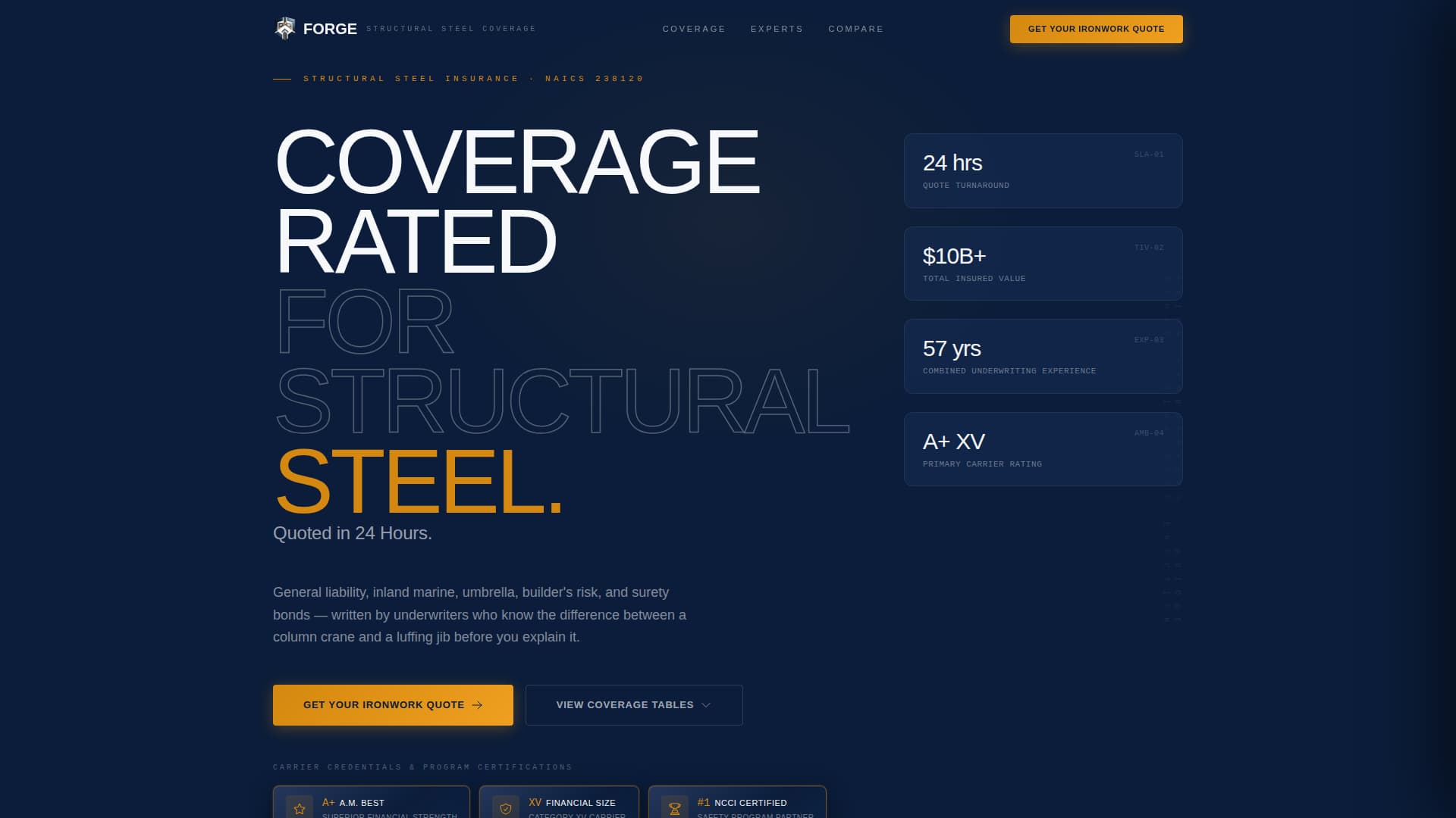 Forge - Ironclad Ironworker Landing Page Template