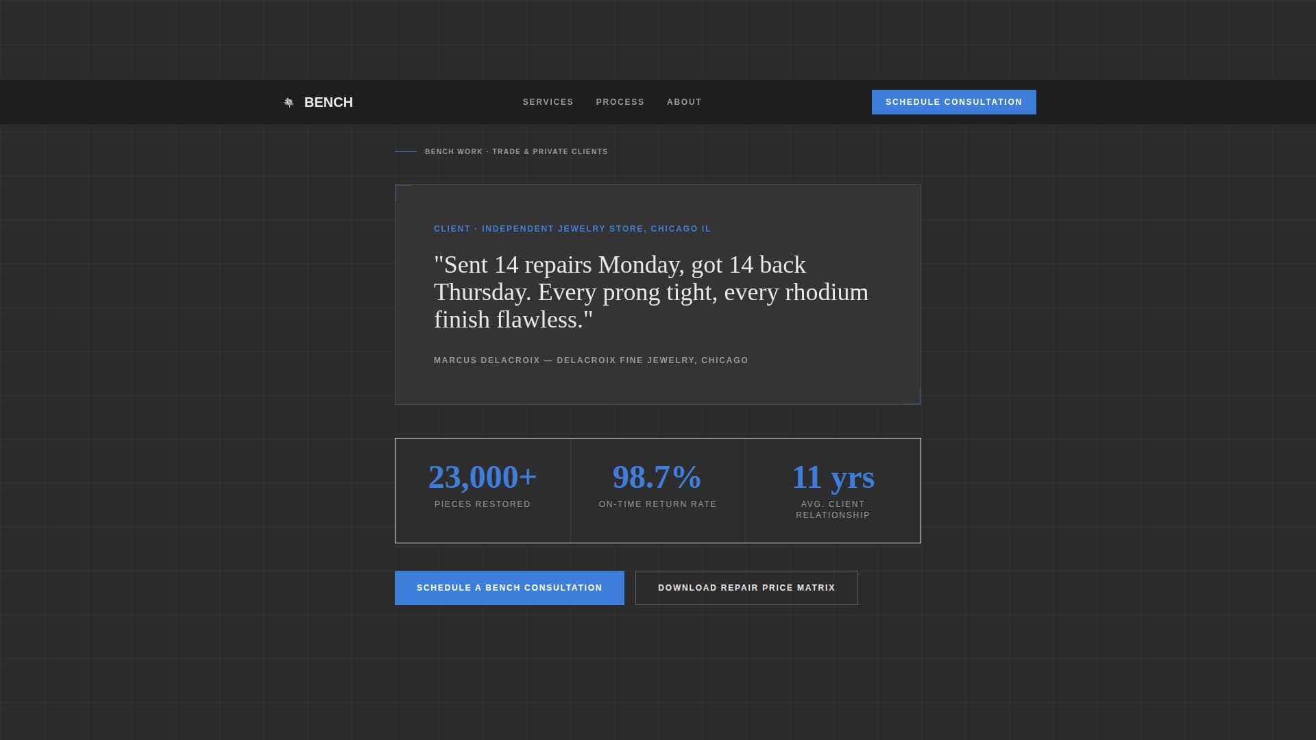 Benchwork - Precision Jeweler Landing Page Template