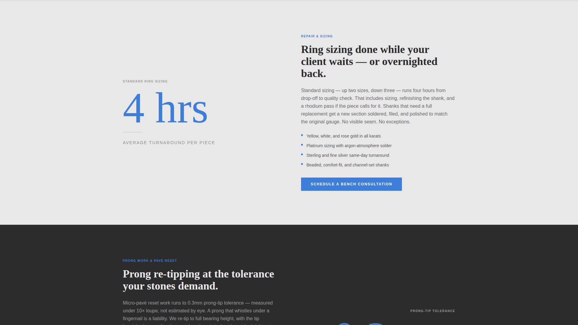 Benchwork - Precision Jeweler Landing Page Template