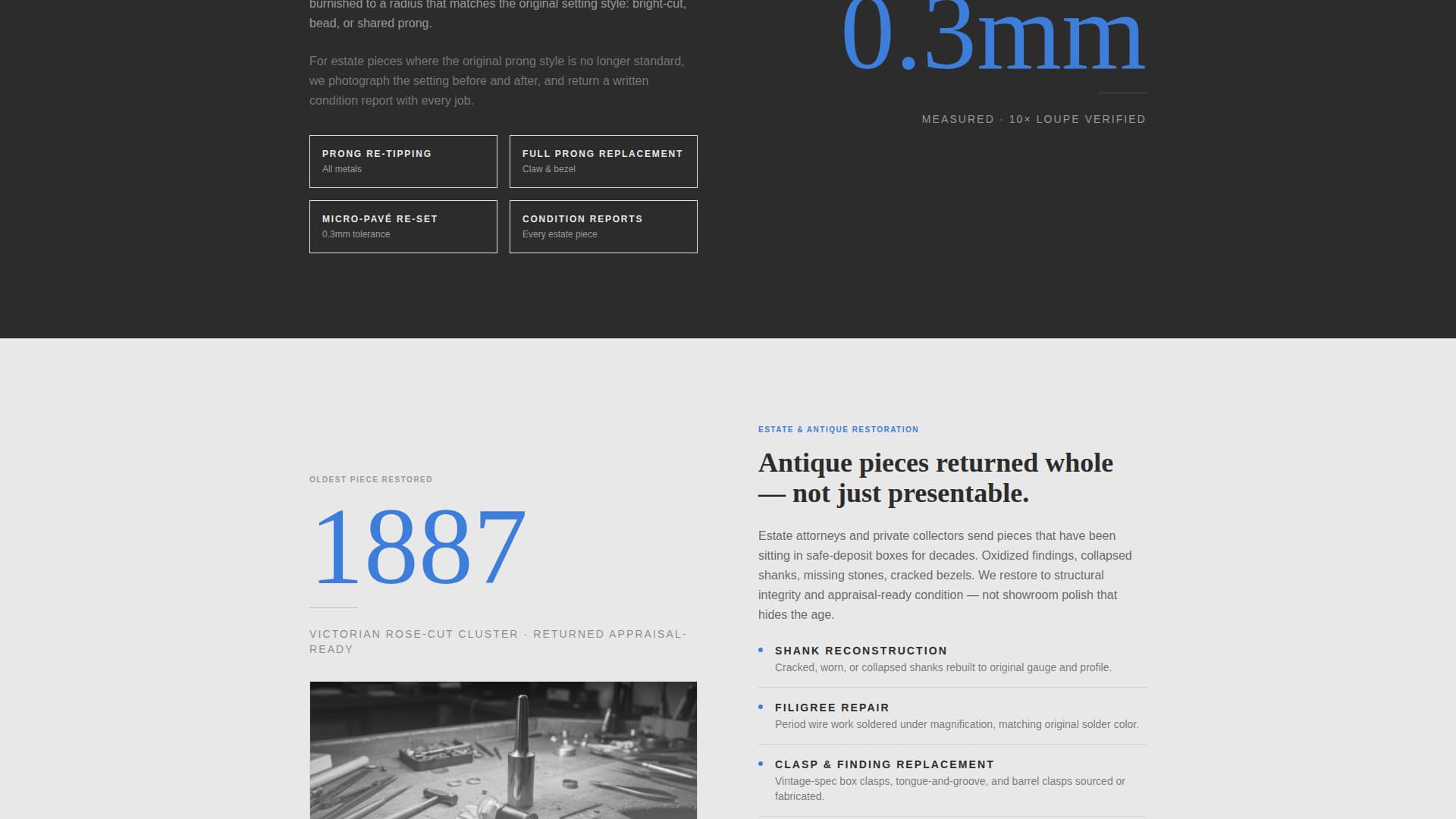 Benchwork - Precision Jeweler Landing Page Template