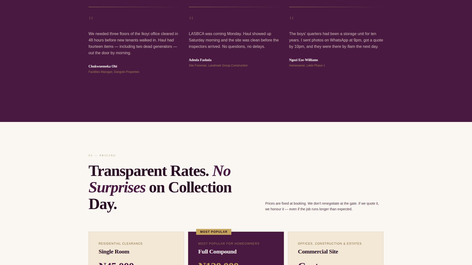 Purge — Efficient Debris Removal Landing Page Template