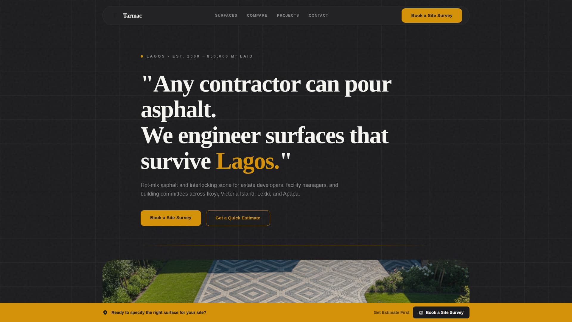 Tarmac - Premium Paving Landing Page Template