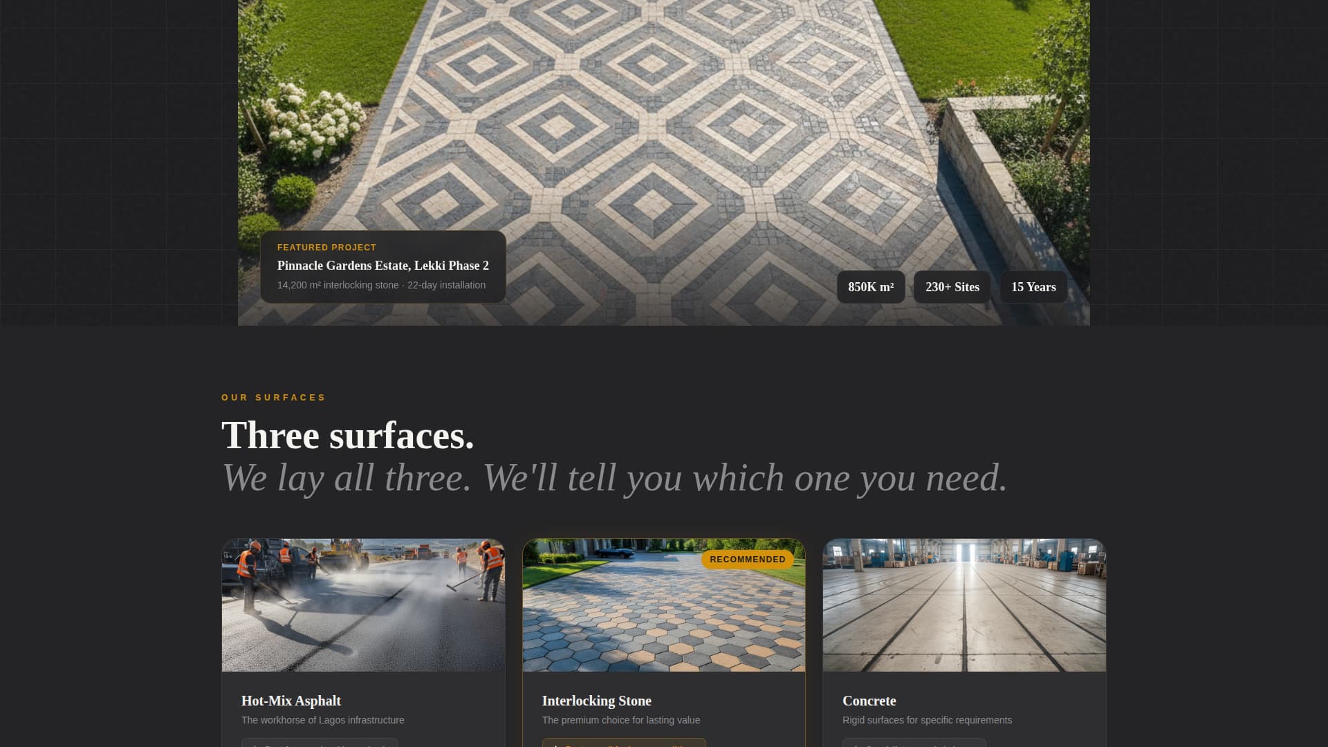 Tarmac - Premium Paving Landing Page Template