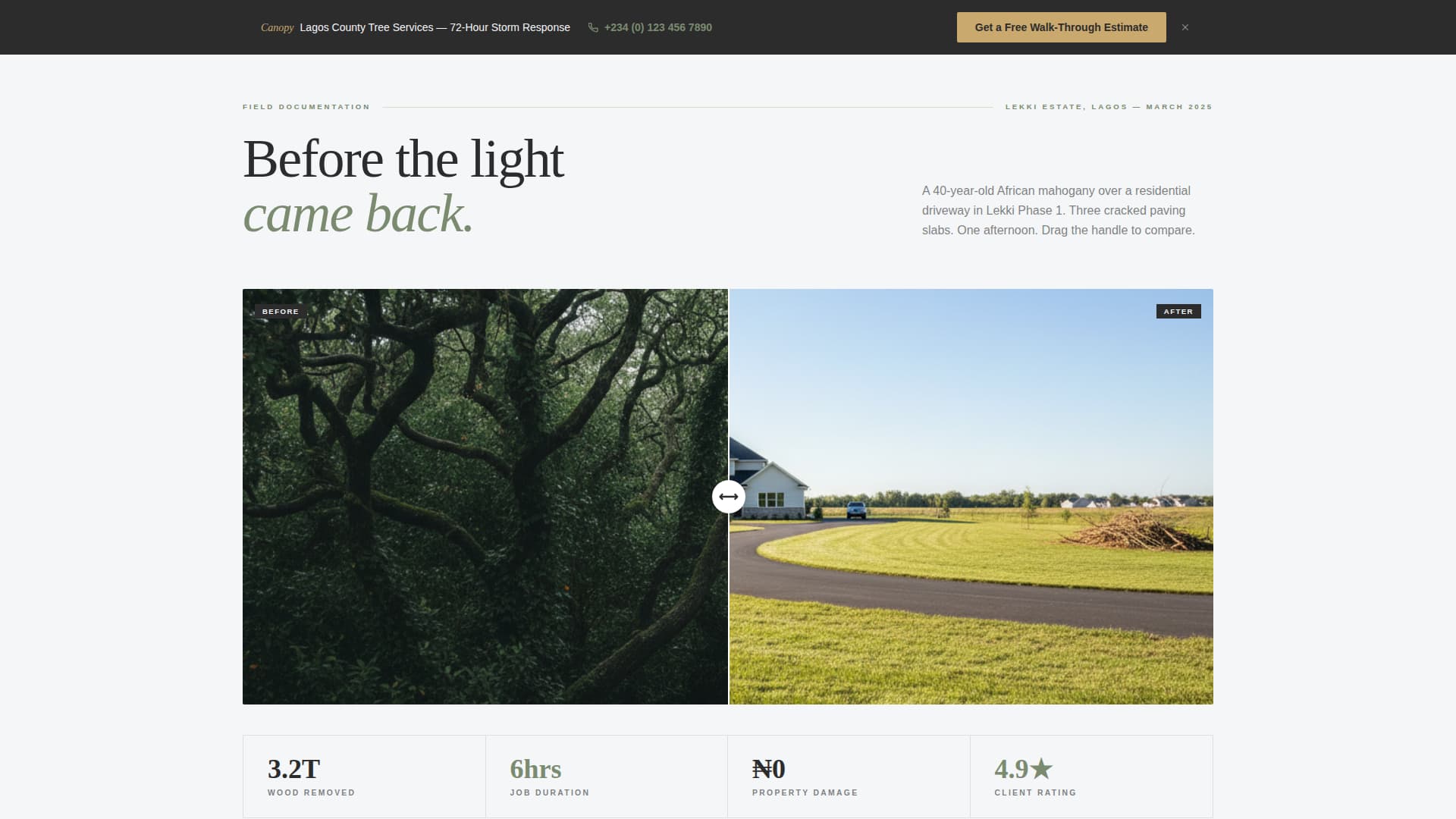 Canopy - Editorial Treeservice Landing Page Template