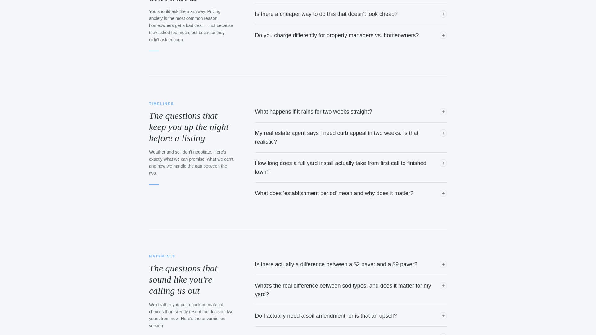 Landscaper FAQ Website Template