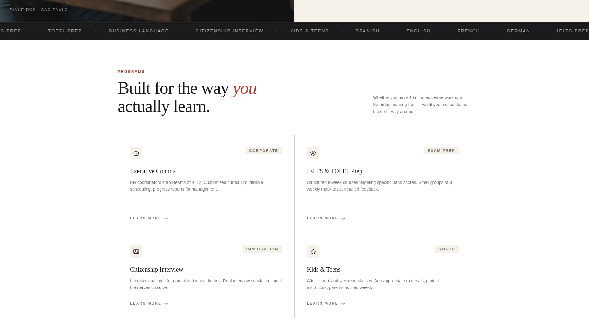 Language School Marketing Booking Website Template