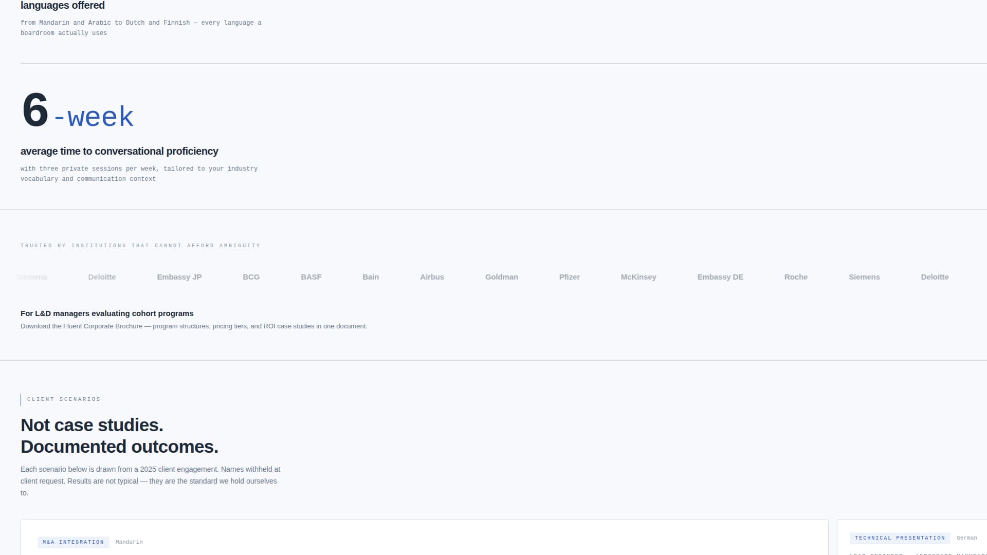 Fluent - Executive Language Landing Page Template