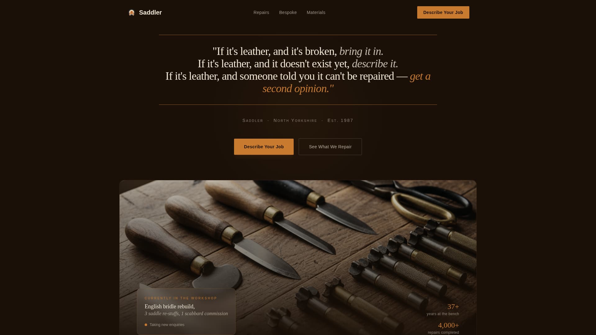Leather Worker & Saddler Business FAQ Website Template