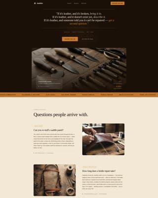 Leather Worker & Saddler Business FAQ Website Template
