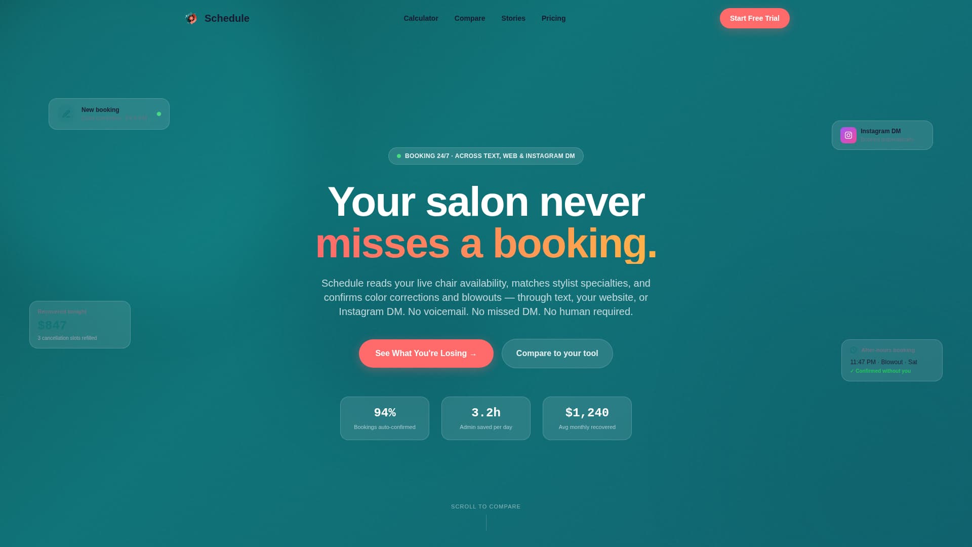Schedule - Intelligent Salon Landing Page Template