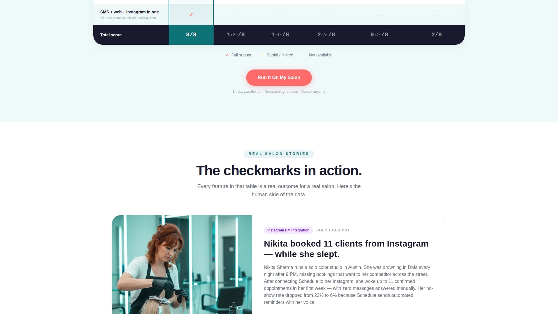 Schedule - Intelligent Salon Landing Page Template