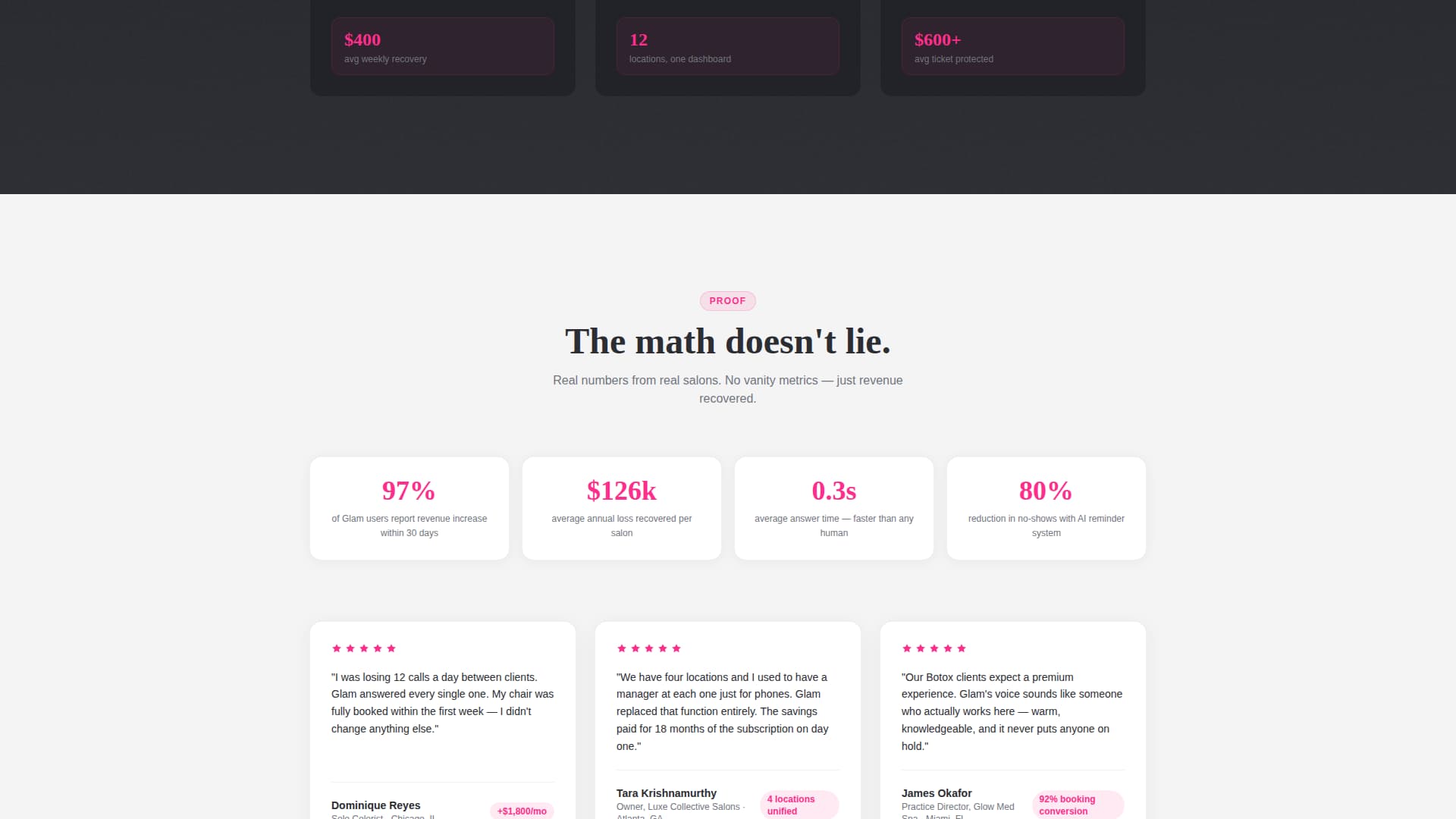 Glam - Intelligent Salon Landing Page Template