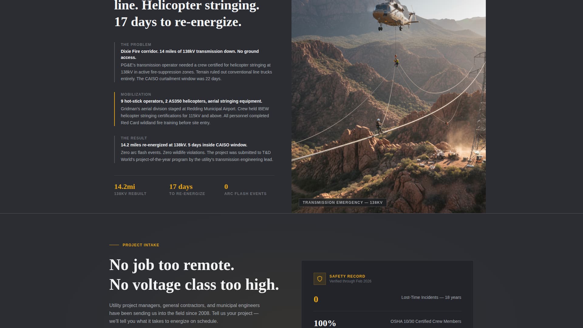 Lineworker (Power Line) Business Portfolio Website Template