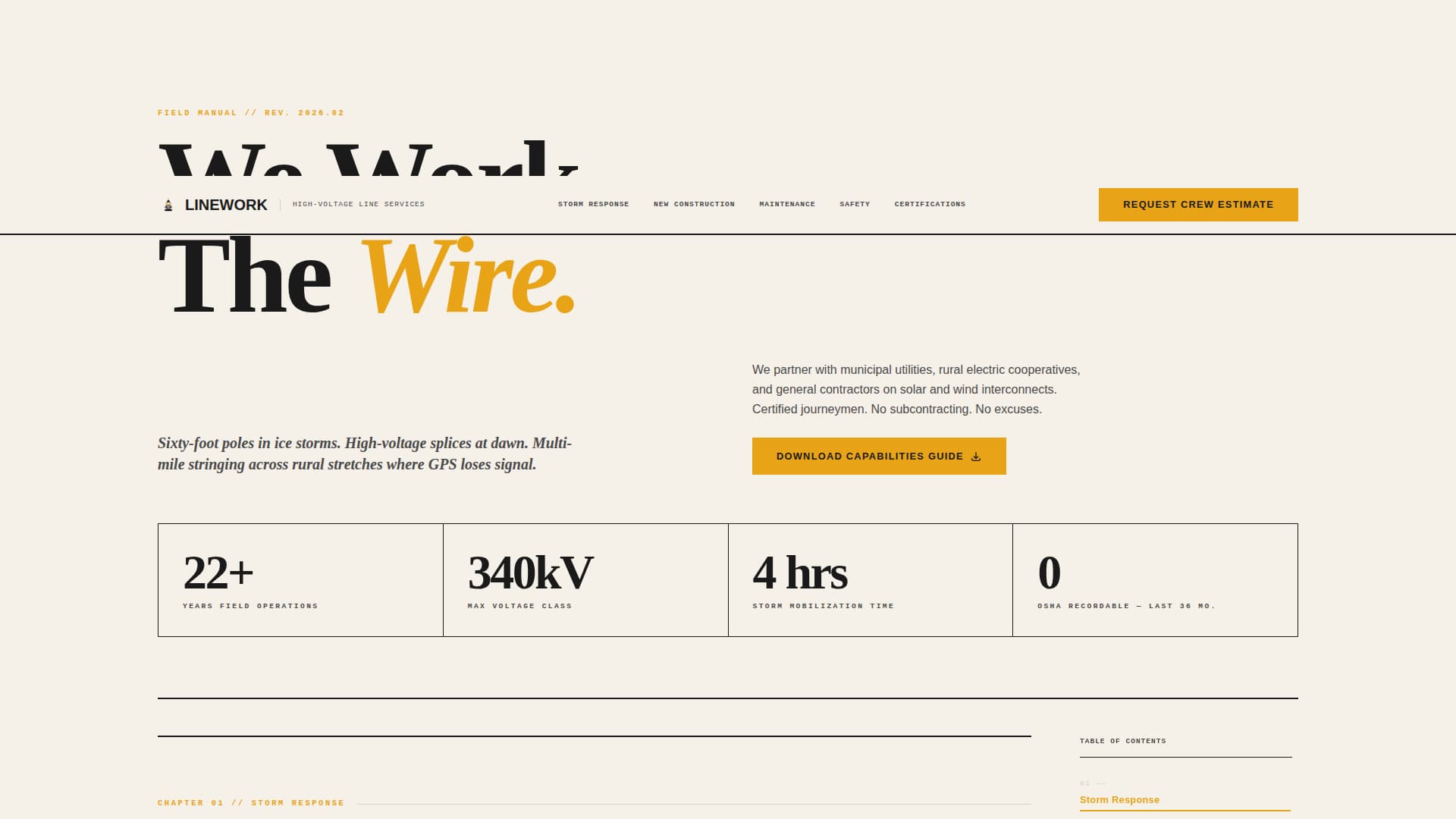 Lineworker (Power Line) Business Professional Website Template