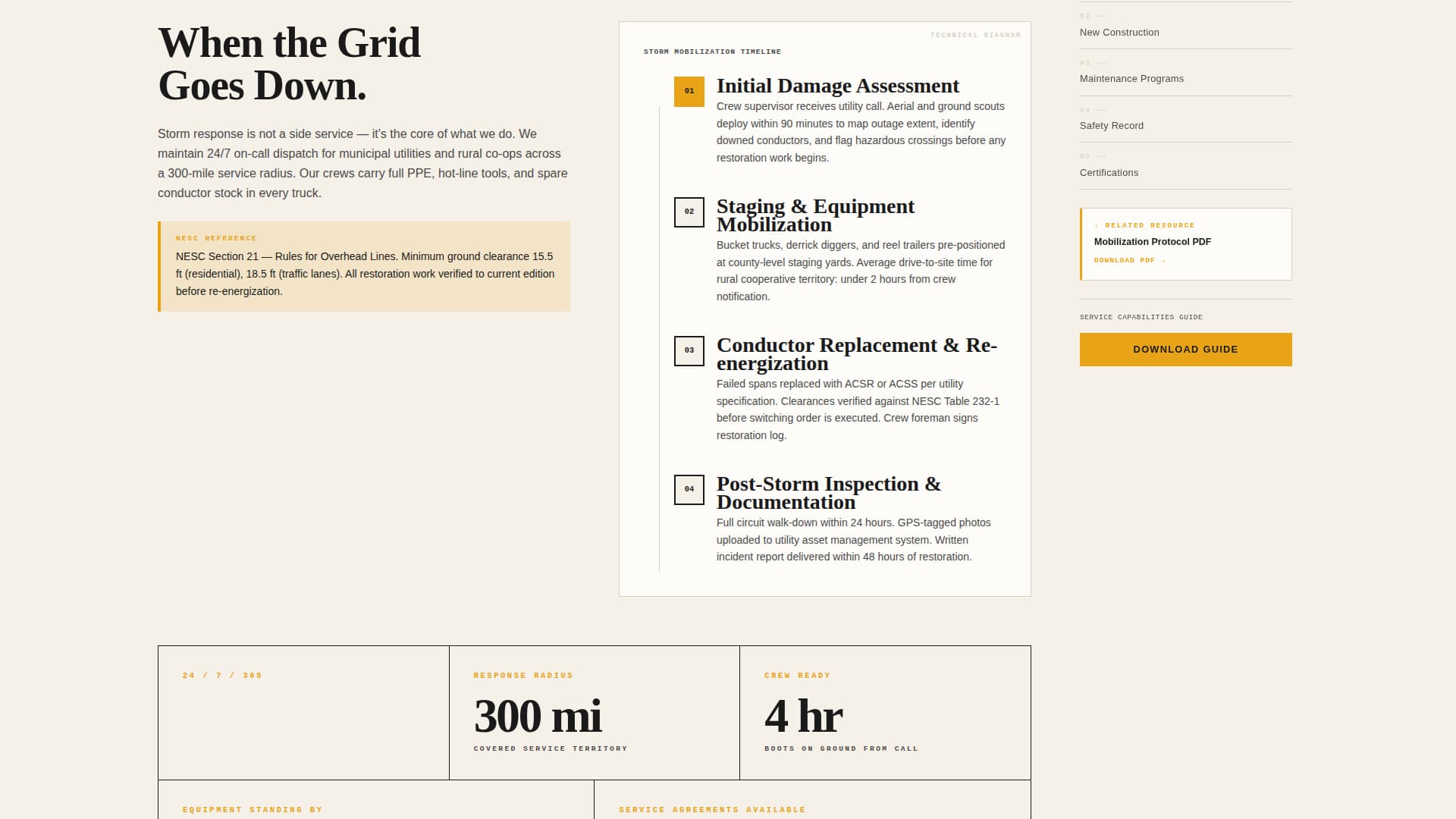 Lineworker (Power Line) Business Professional Website Template