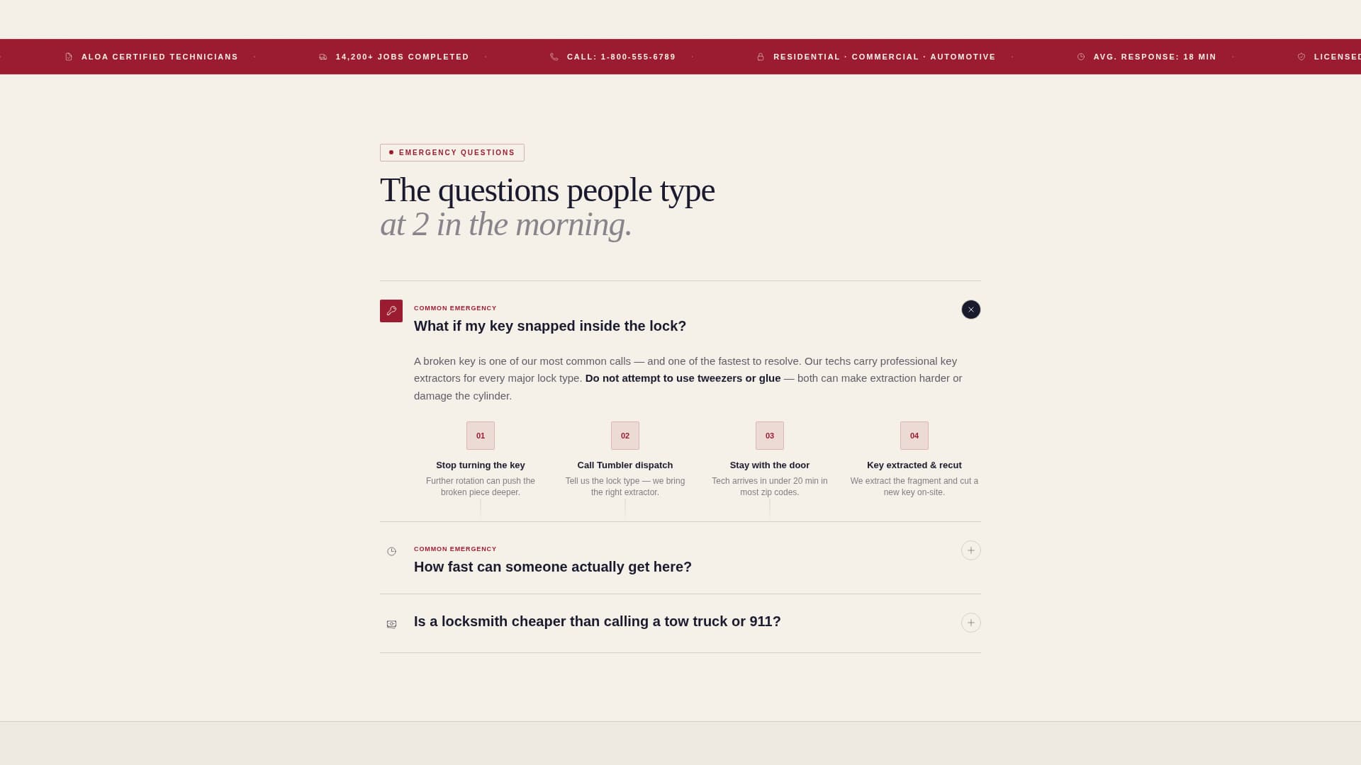 Keymaster — Licensed Emergency Locksmith Landing Page Template