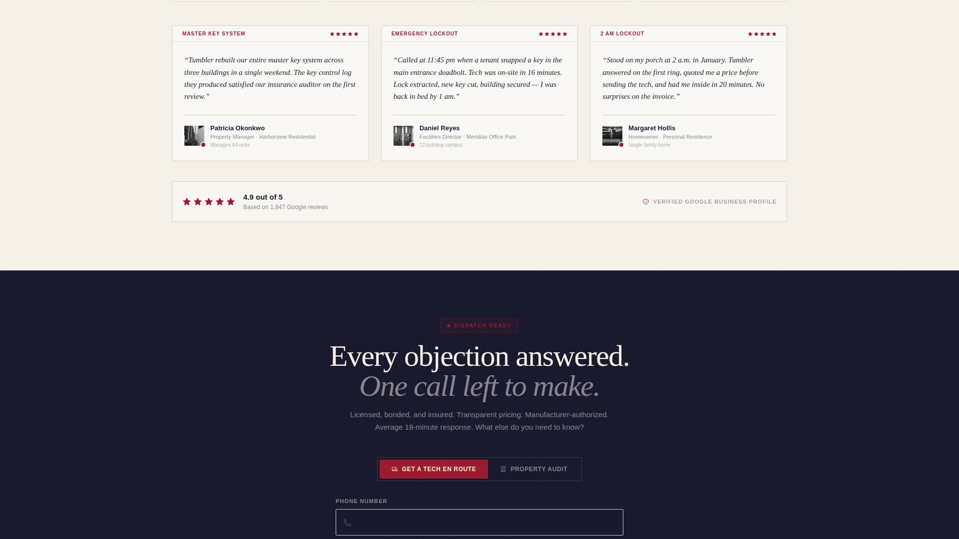 Keymaster — Licensed Emergency Locksmith Landing Page Template