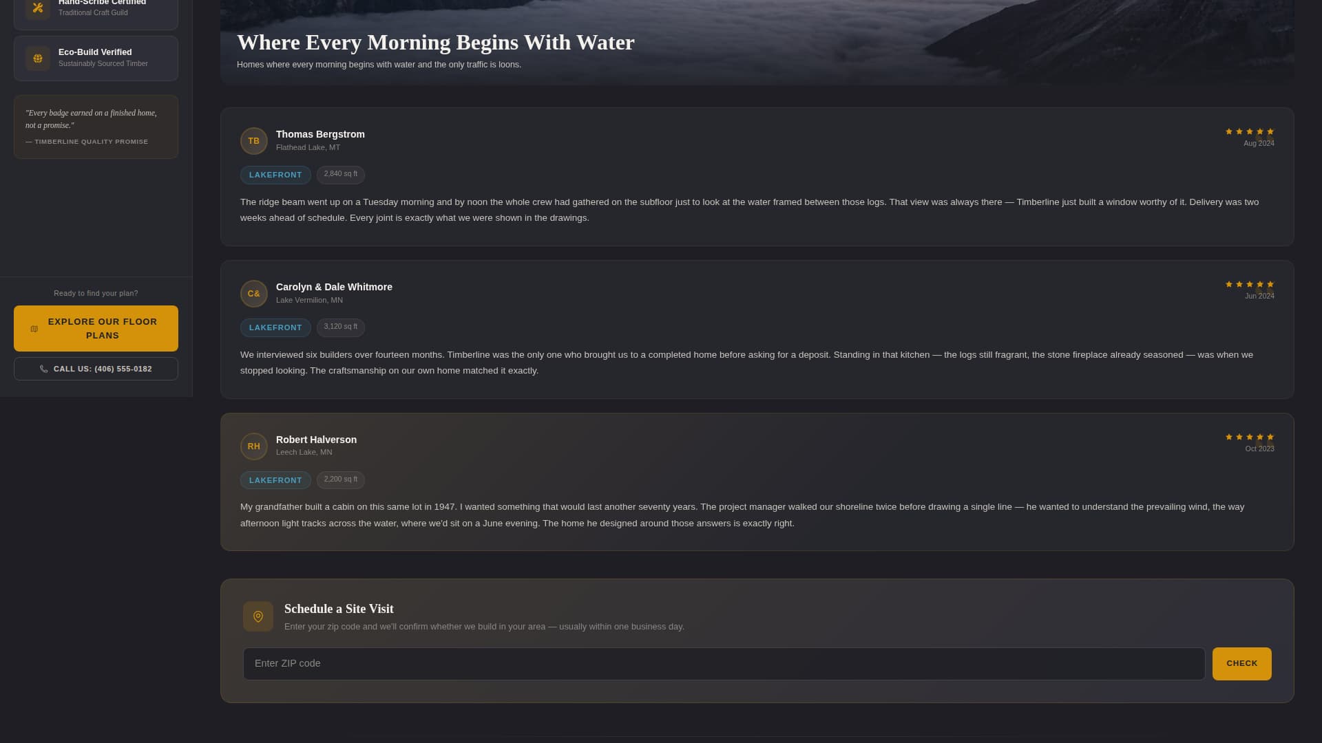Log Home Builder Business Reviews Website Template