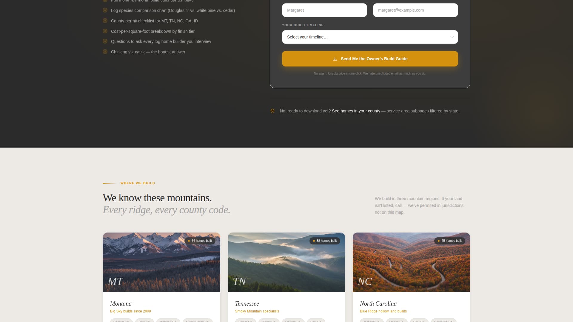 Log Home Builder Business FAQ Website Template