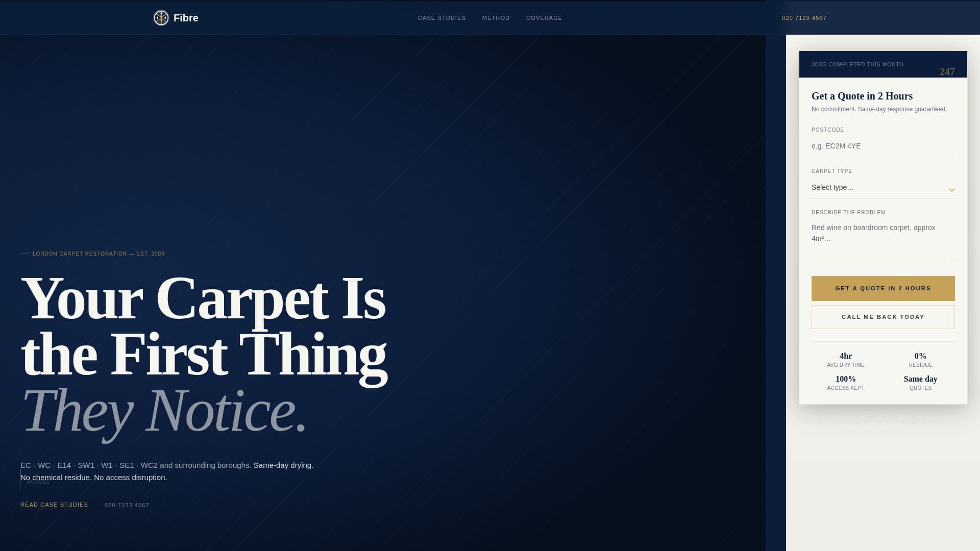 Fibre - Executive Carpet Cleaning Landing Page Template