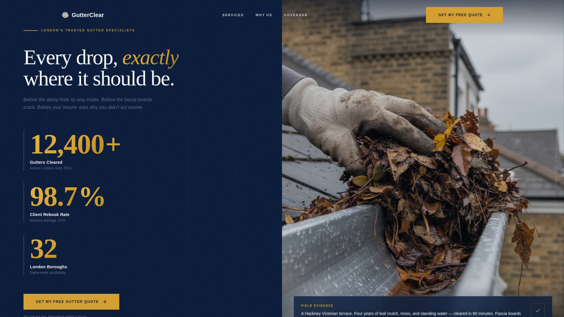 Gutterclear - Authoritative London Services Landing Page Template
