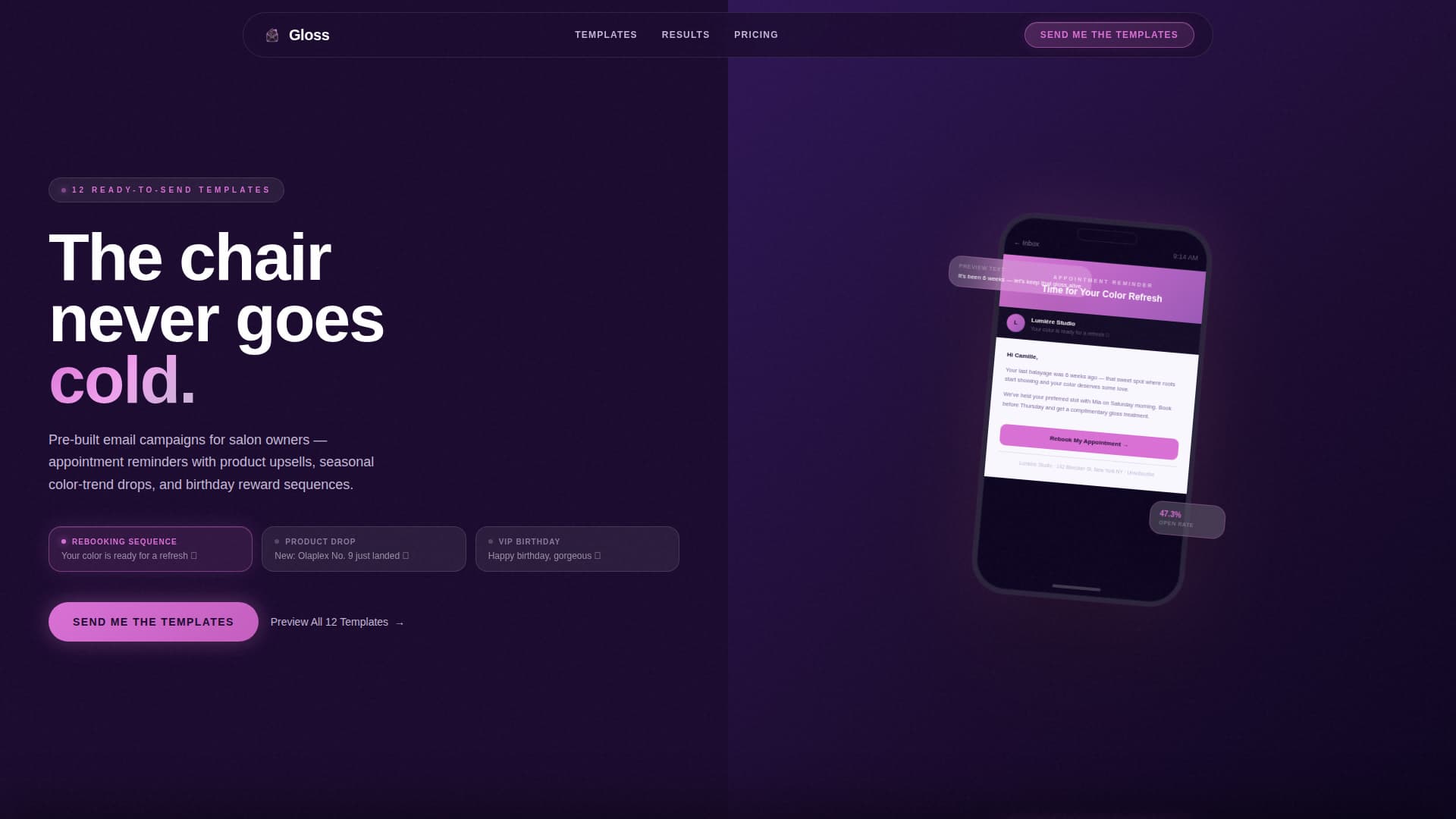 Gloss - Radiant Salon Landing Page Template