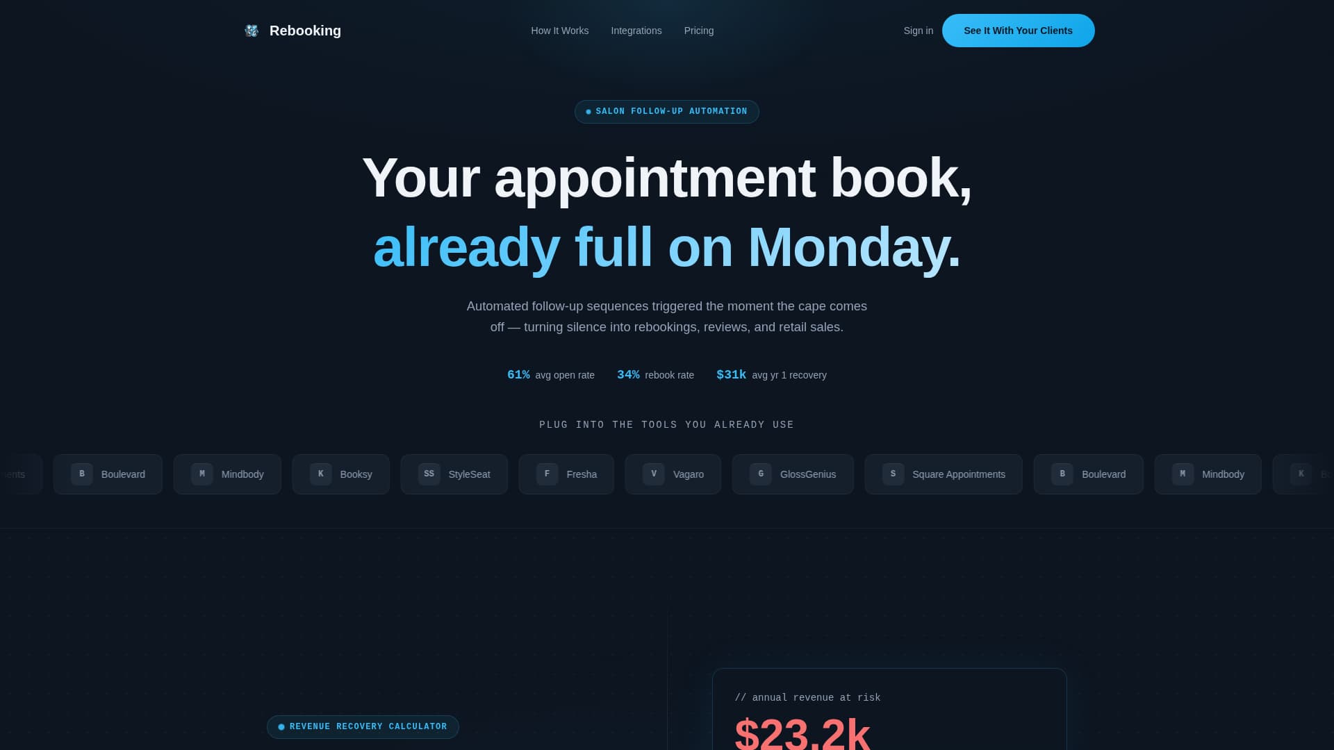 Rebooking - Automated Salon Landing Page Template