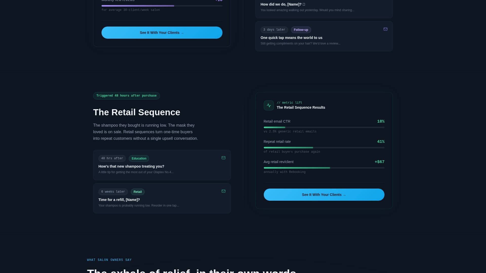 Rebooking - Automated Salon Landing Page Template