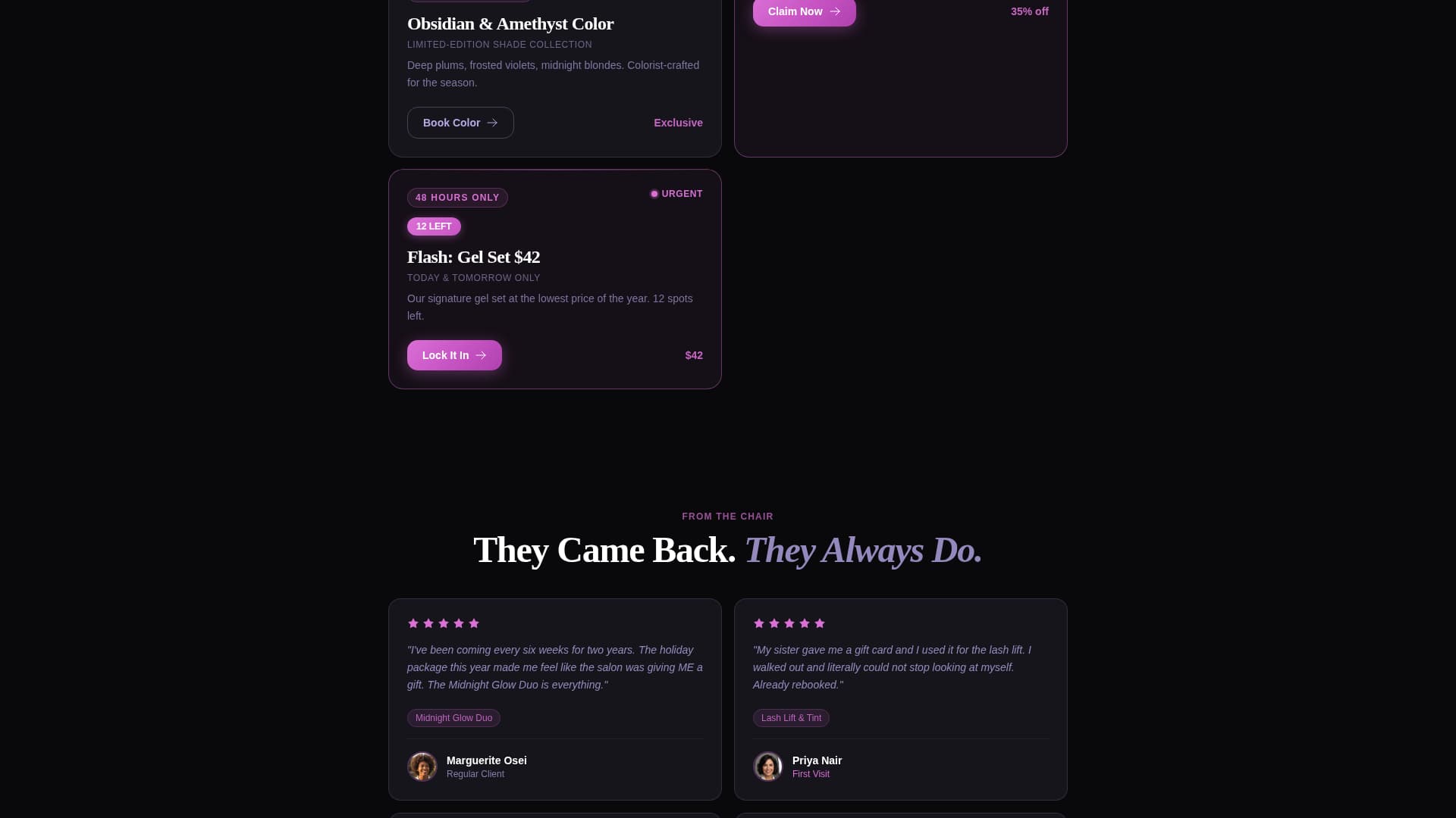 Spark — Upscale Salon Landing Page Template