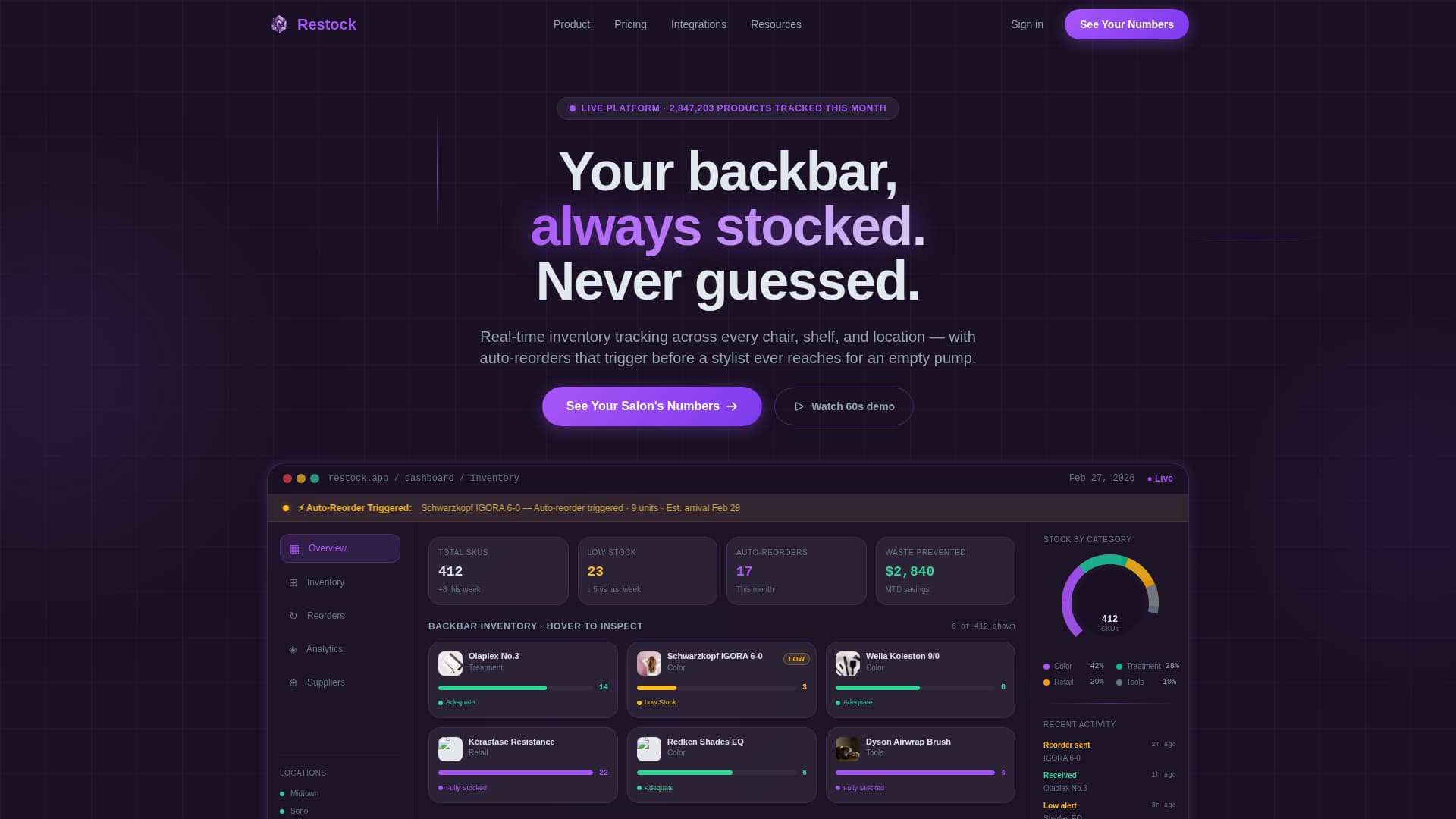 Restock - Precision Salon Landing Page Template