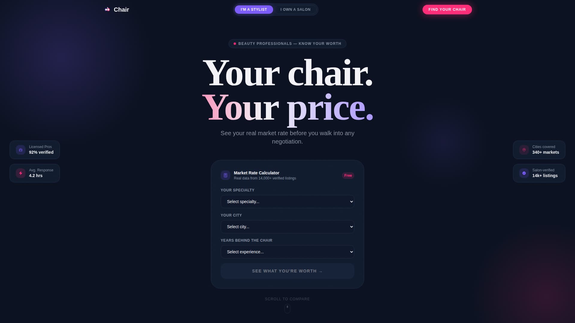 Chair - High Velocity Salon Jobs Landing Page Template