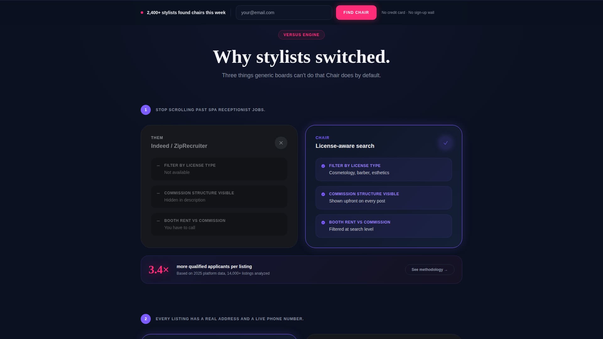 Chair - High Velocity Salon Jobs Landing Page Template