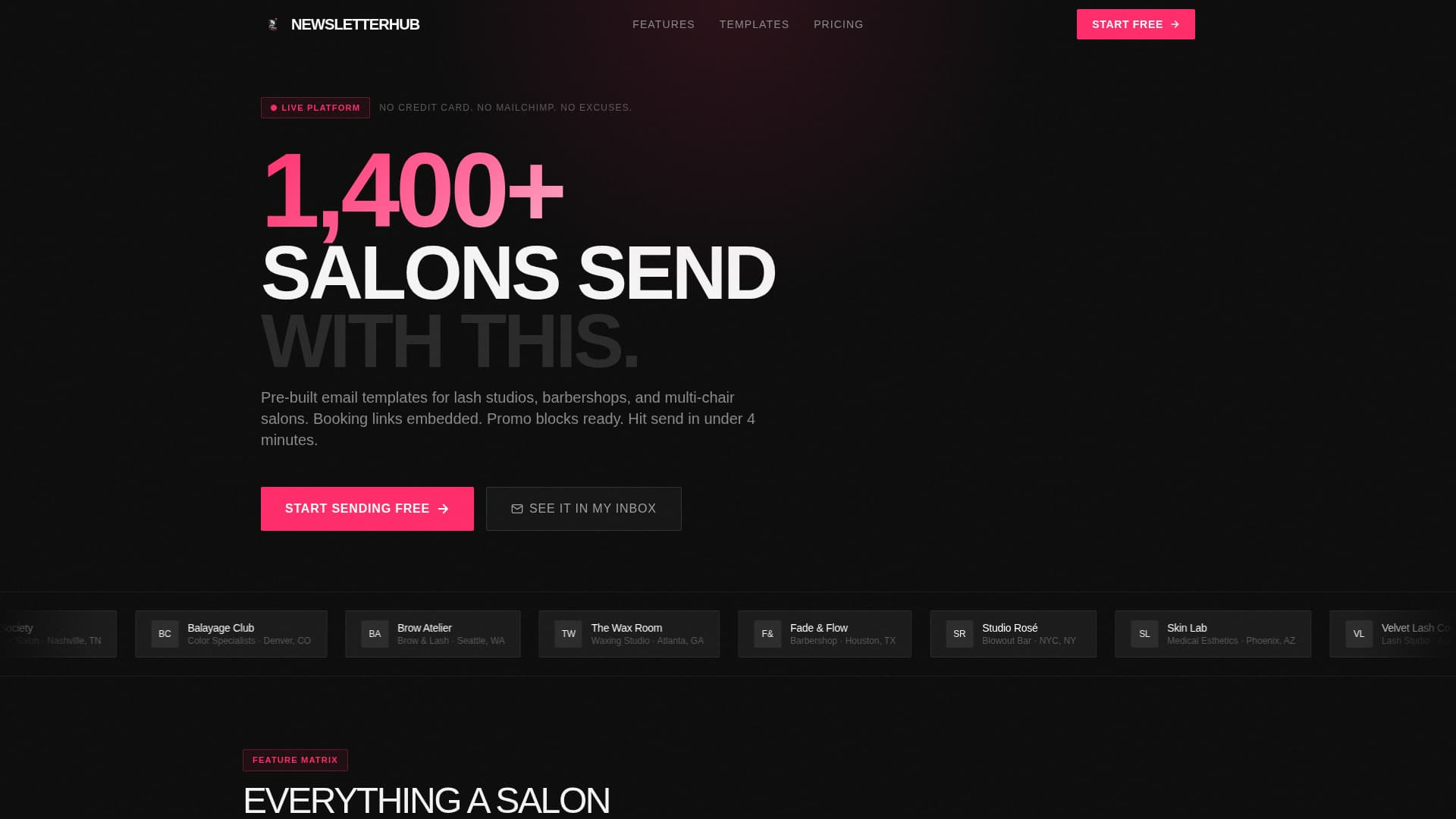 Salon - Effortless Newsletter Landing Page Template