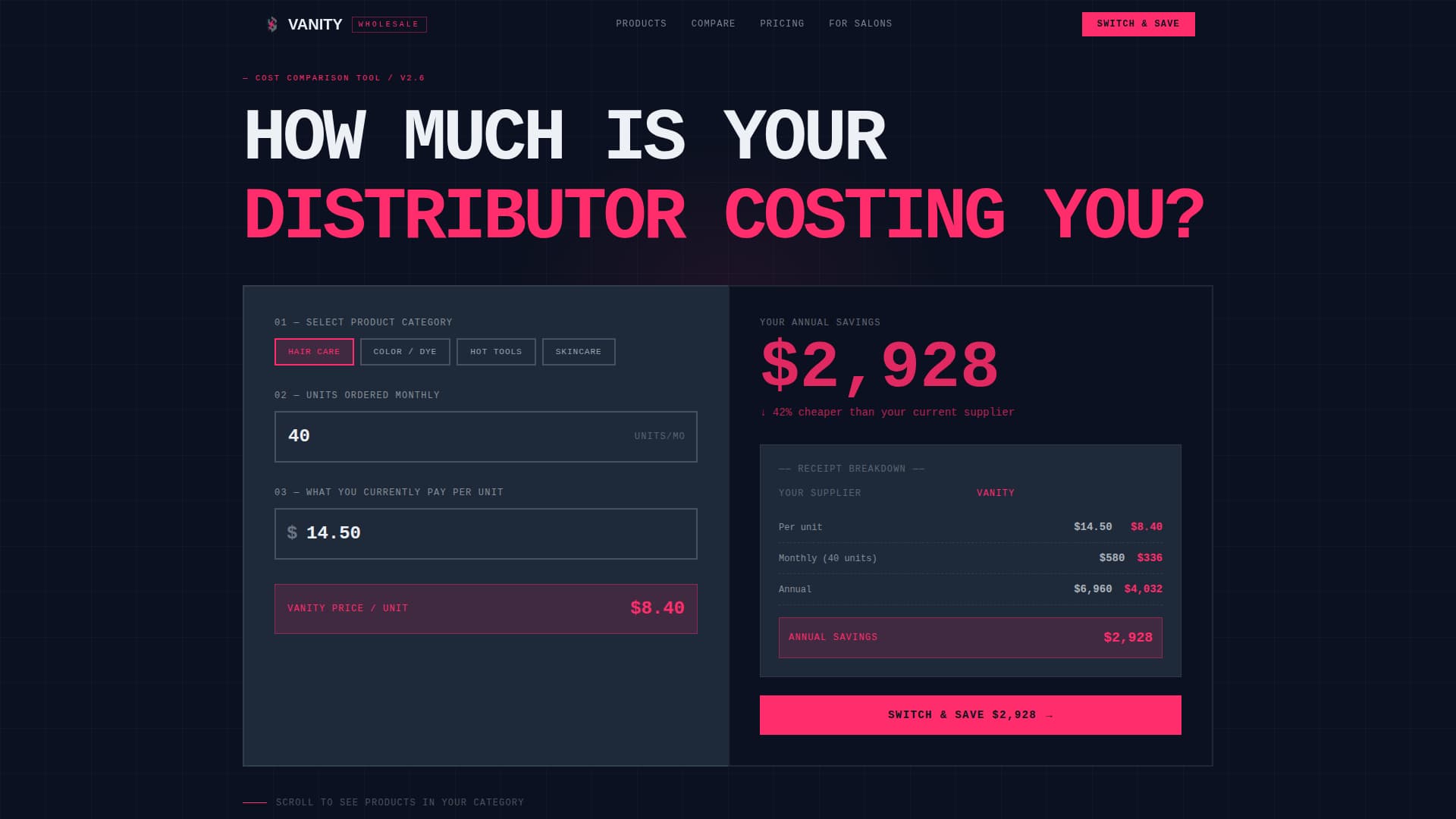 Vanity - Brutalist Beauty Landing Page Template