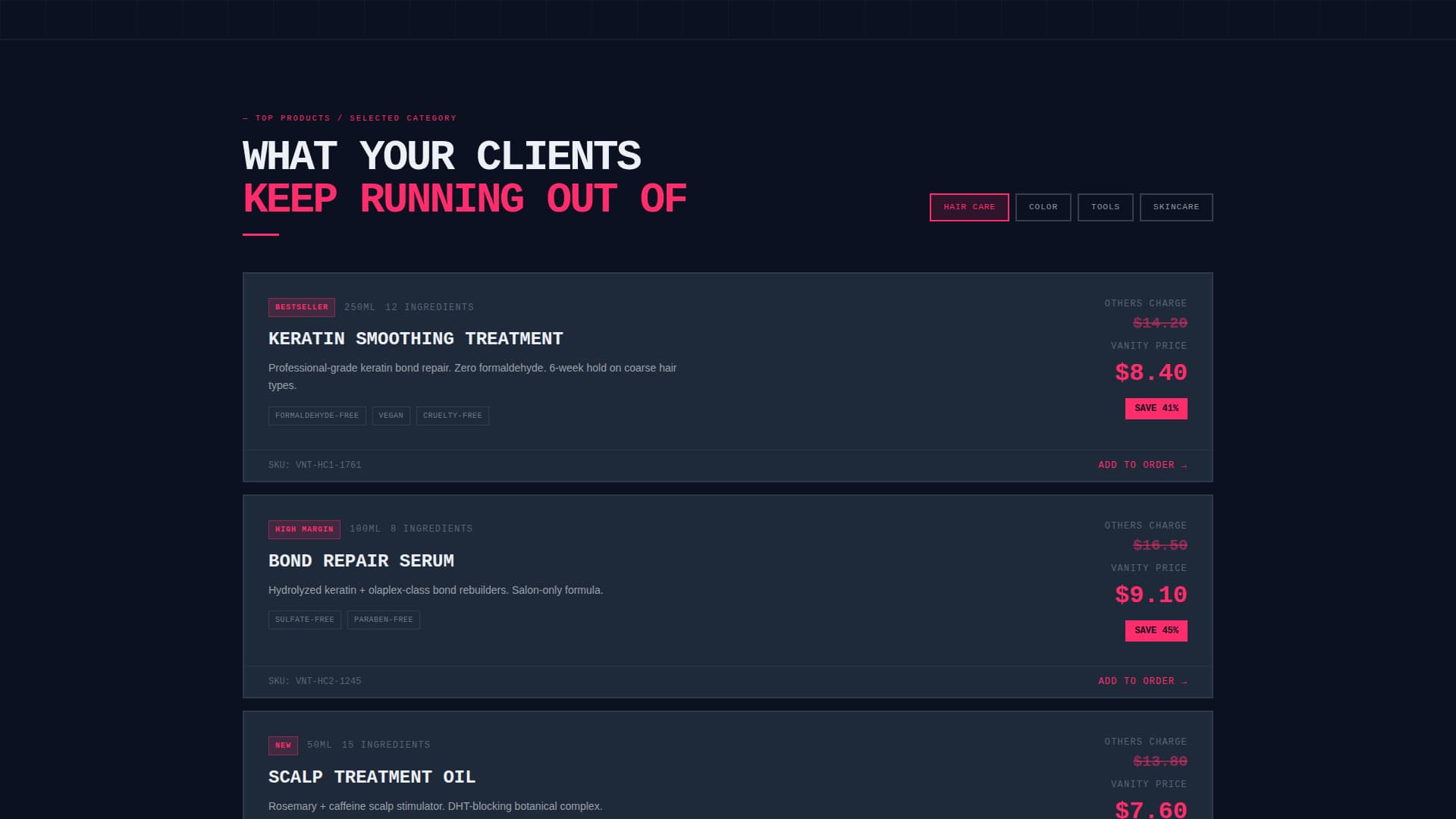 Vanity - Brutalist Beauty Landing Page Template