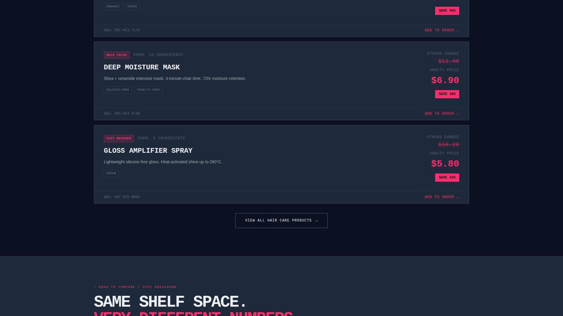 Vanity - Brutalist Beauty Landing Page Template