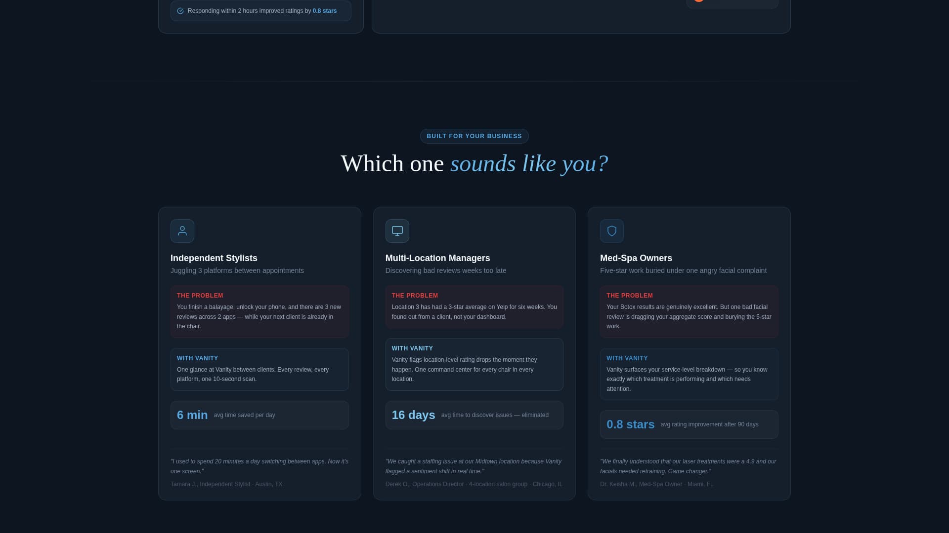 Vanity - Powerful Salonreputation Landing Page Template